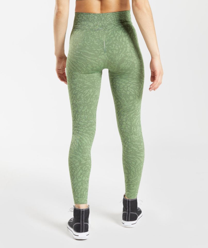 Women's Gymshark Adapt Animal Seamless Leggings Green | CA 75A601